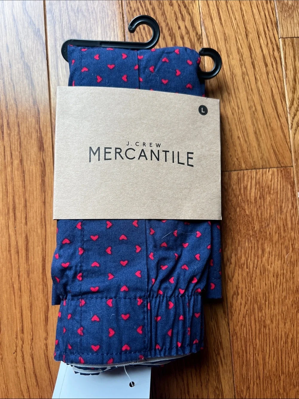 J. Crew Navy Boxer Briefs with Red Heart Pattern